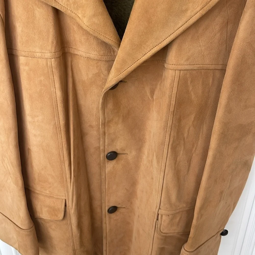 Vtg Windbreaker Van Heusen Heavy Soft Leather Jacket Vest Camel tan 48 J Keisman